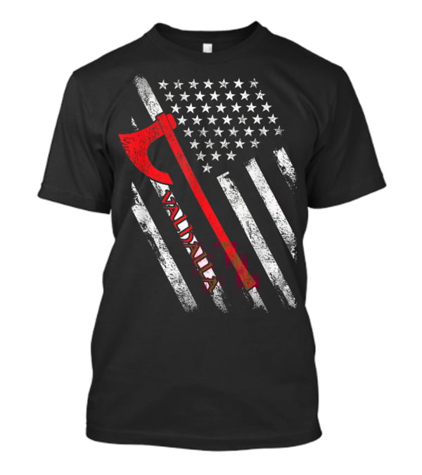 Valhalla American Viking Axe Flag T-Shirt