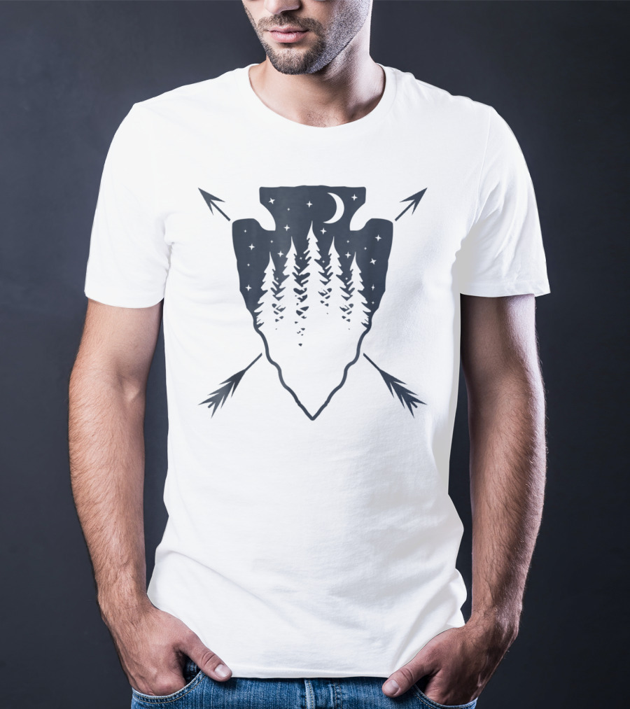 Arrowhead Pine Tree Moon With Crossed Arrows T-Shirt