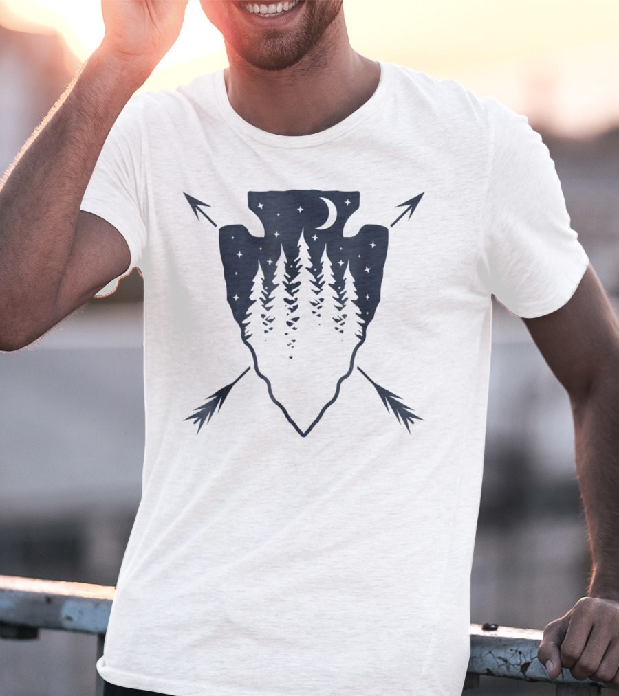 Arrowhead Pine Tree Moon With Crossed Arrows T-Shirt