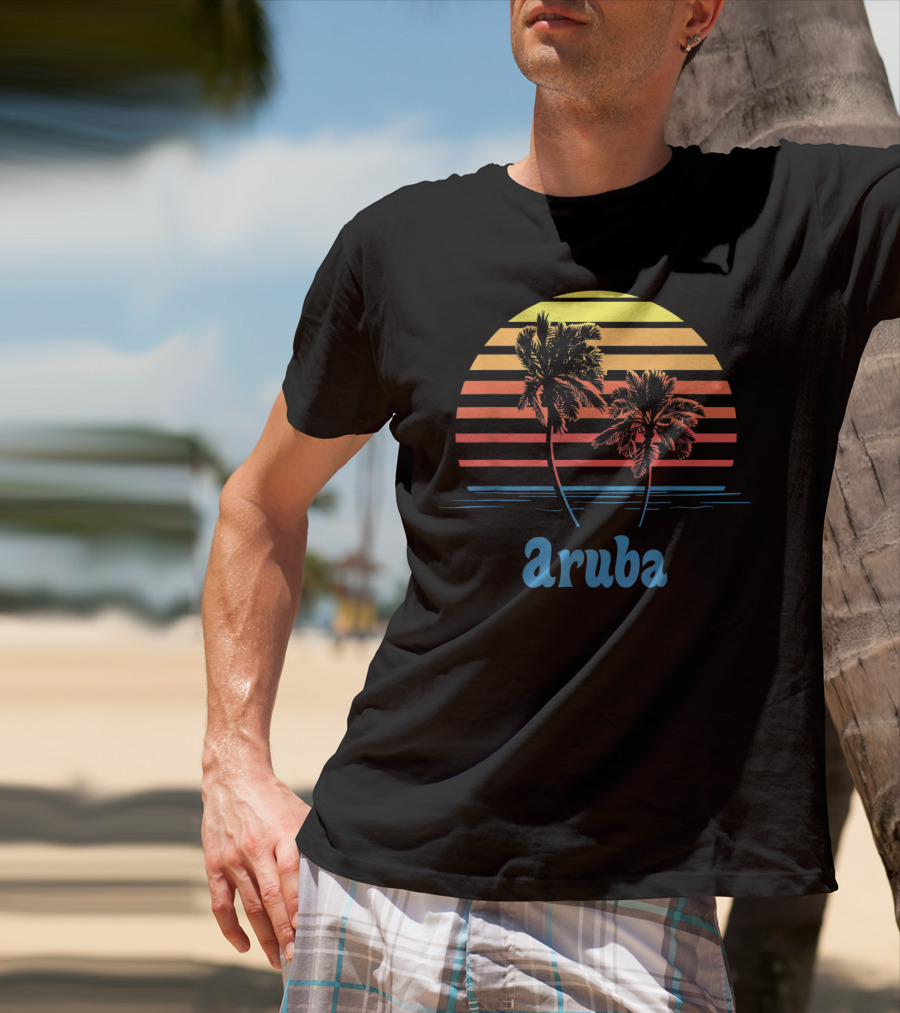 Aruba Palm Trees Sunset Beach Vacation Vibes T-Shirt