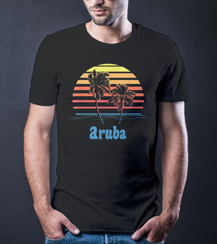 Aruba Palm Trees Sunset Beach Vacation Vibes T-Shirt