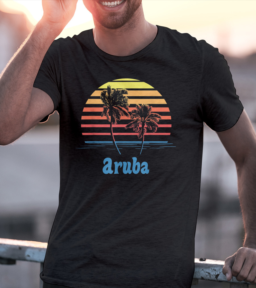 Aruba Palm Trees Sunset Beach Vacation Vibes T-Shirt