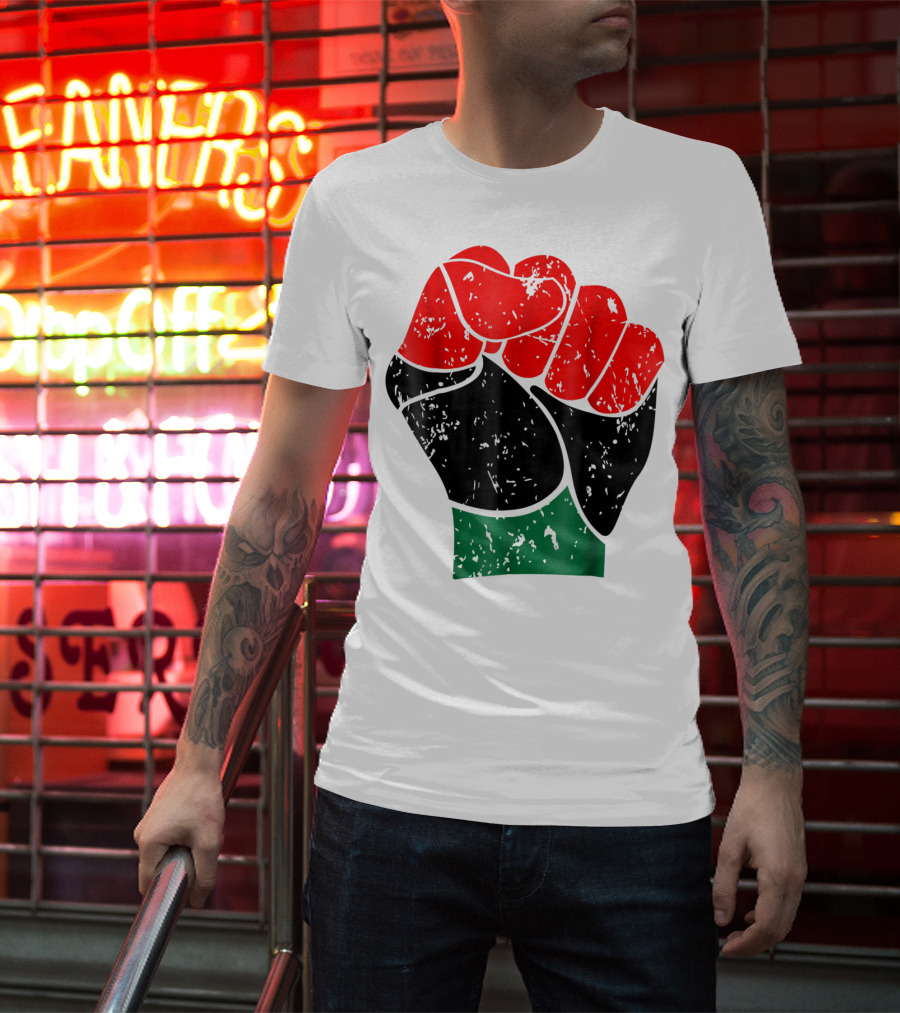 Black History Red Black And Green Pride Fist Symbol Of Empowerment T-Shirt