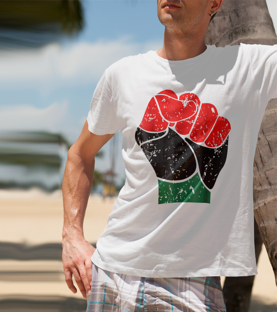 Black History Red Black And Green Pride Fist Symbol Of Empowerment T-Shirt