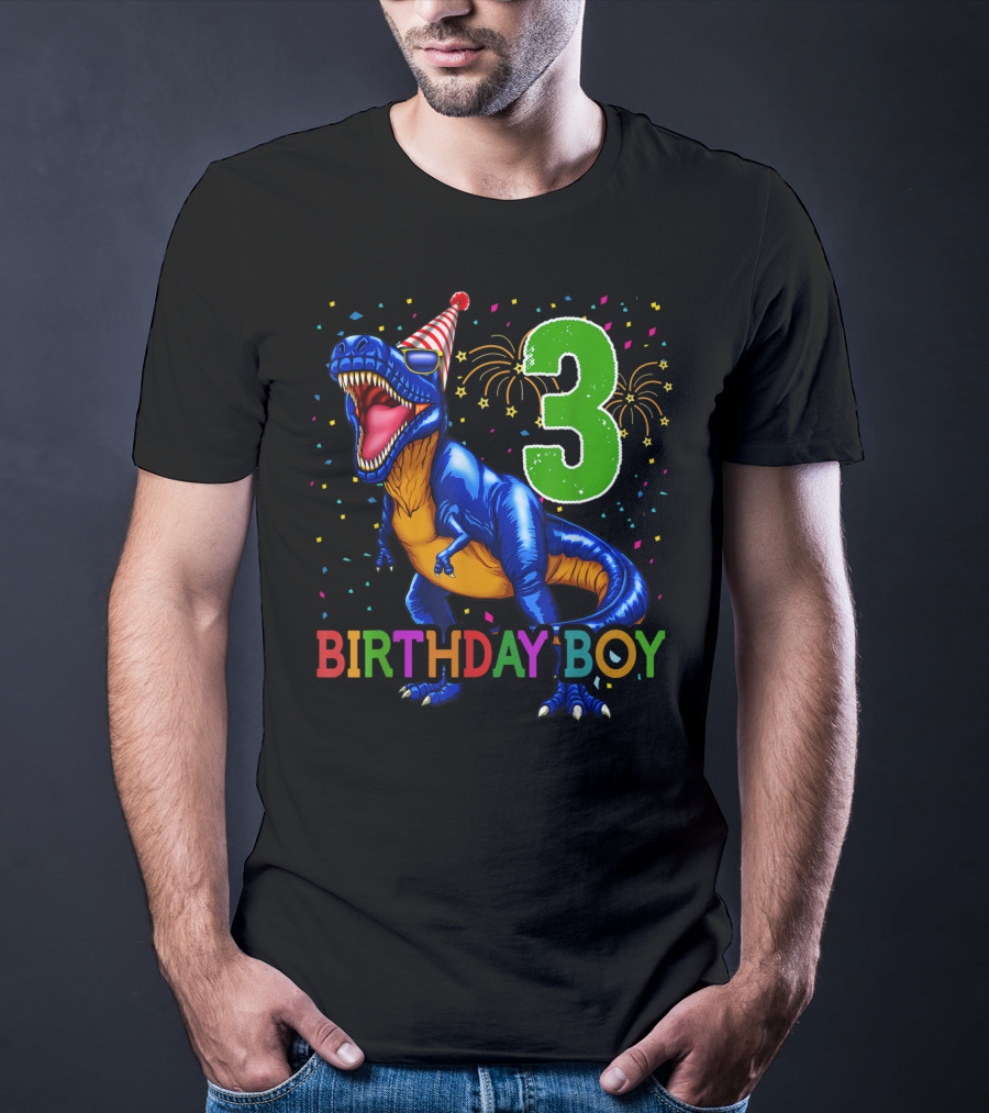 Birthday Boy Rawr I'm 3 Dinosaur Party T-Shirt