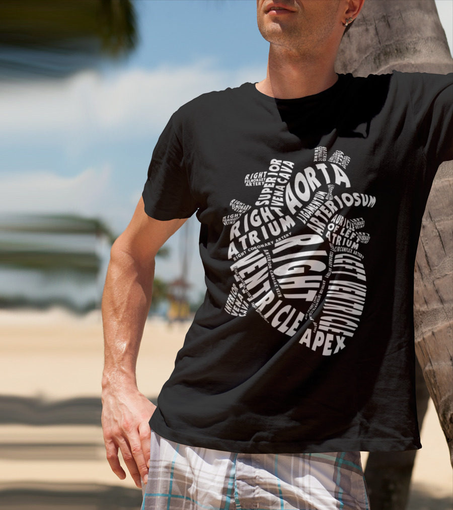 Anatomical Heart Anatomy Aorta Ventricle Atrium Cardiac Nurse Parts T-Shirt