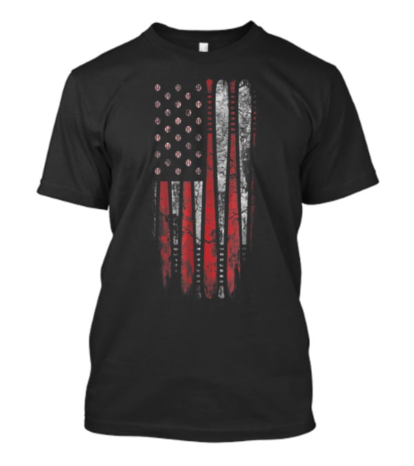 American Flag Baseball Bat And Ball Design For Baseball Lover T-Shirt