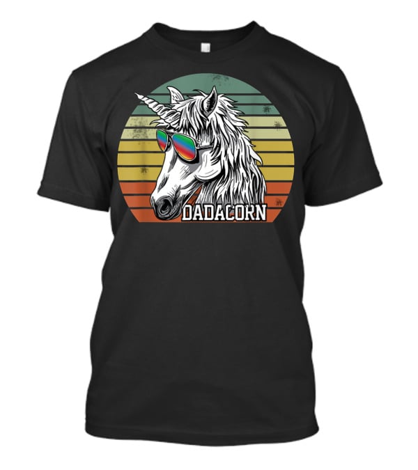 Dadacorn Rainbow Sunglasses Unicorn Retro Stripes T-Shirt