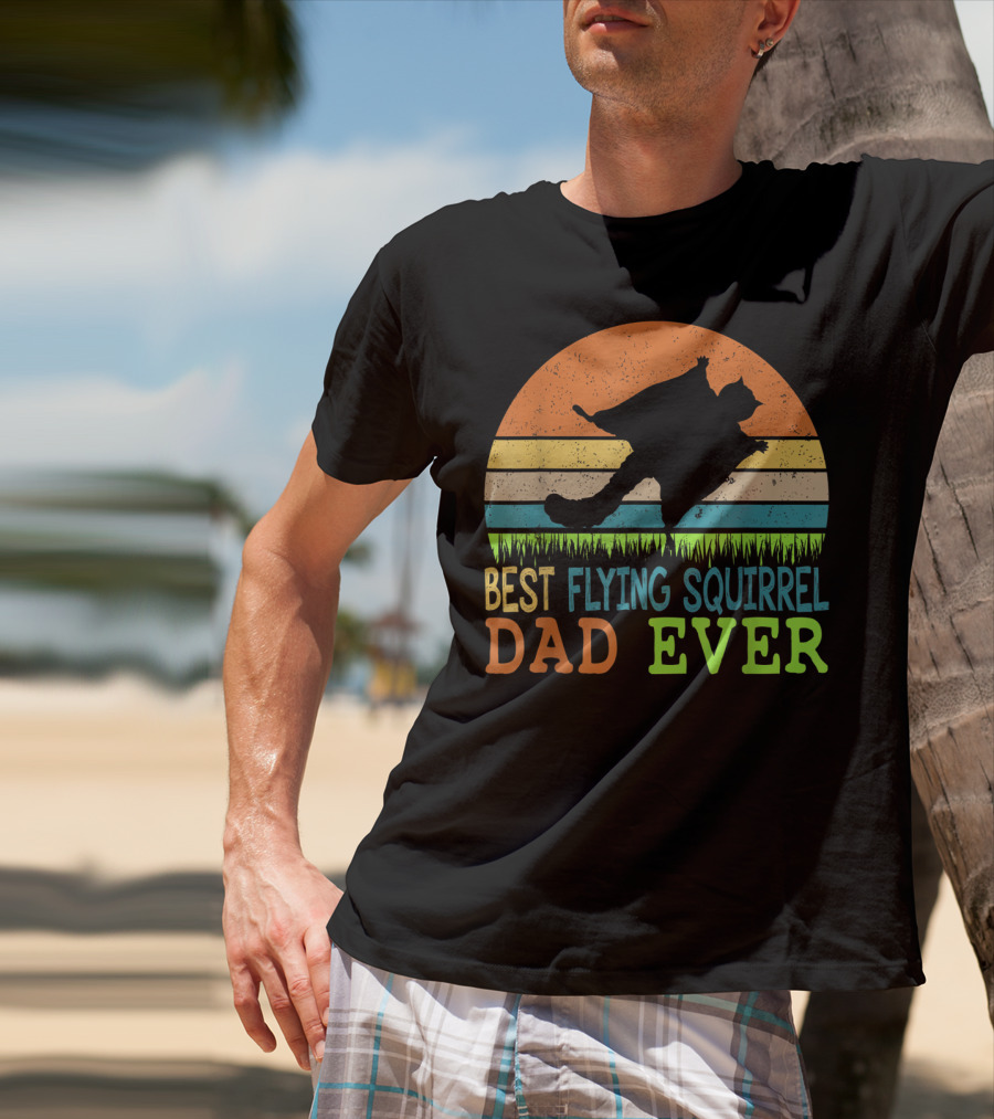 Best Flying Squirrel Dad Ever Retro Sunset T-Shirt