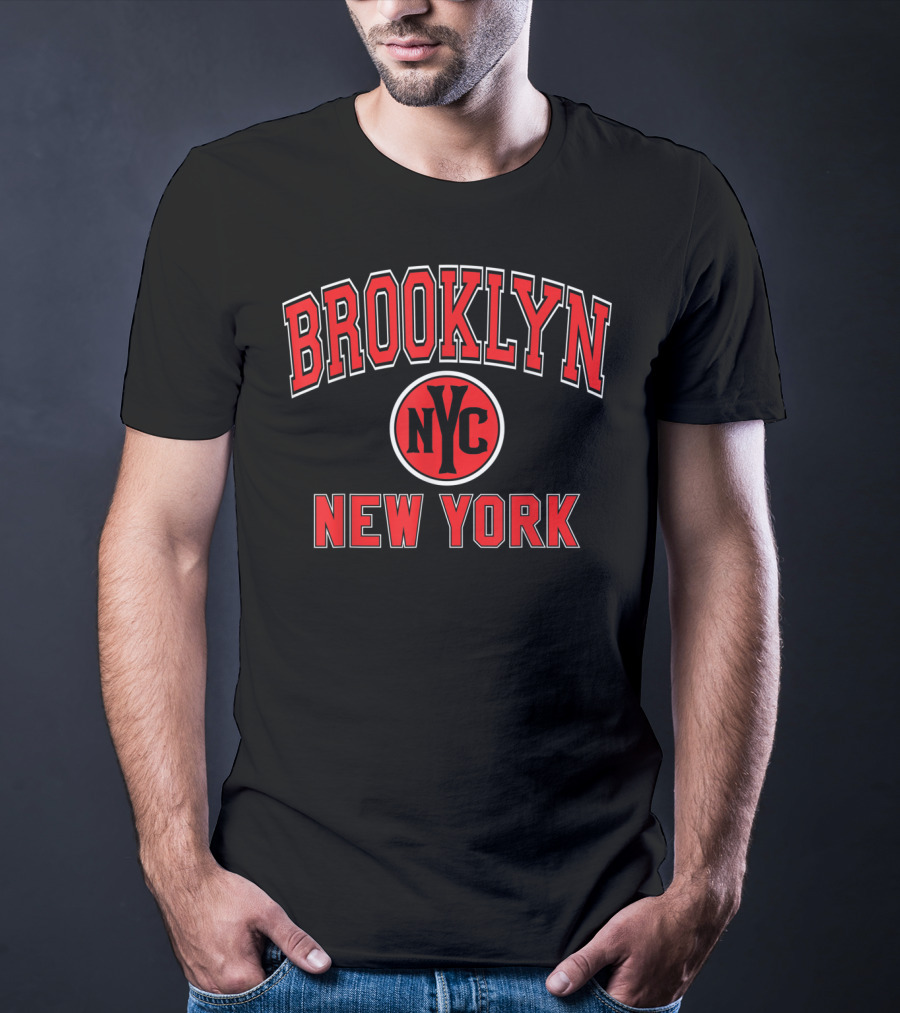 Brooklyn NYC New York Varsity Style Red T-Shirt