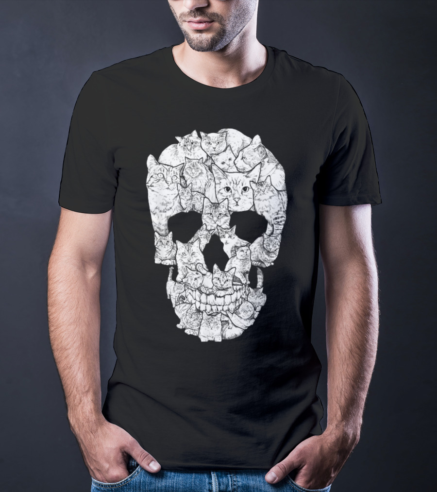 Cat Skull Cat Skull Men's Unique Feline Skull T-Shirt