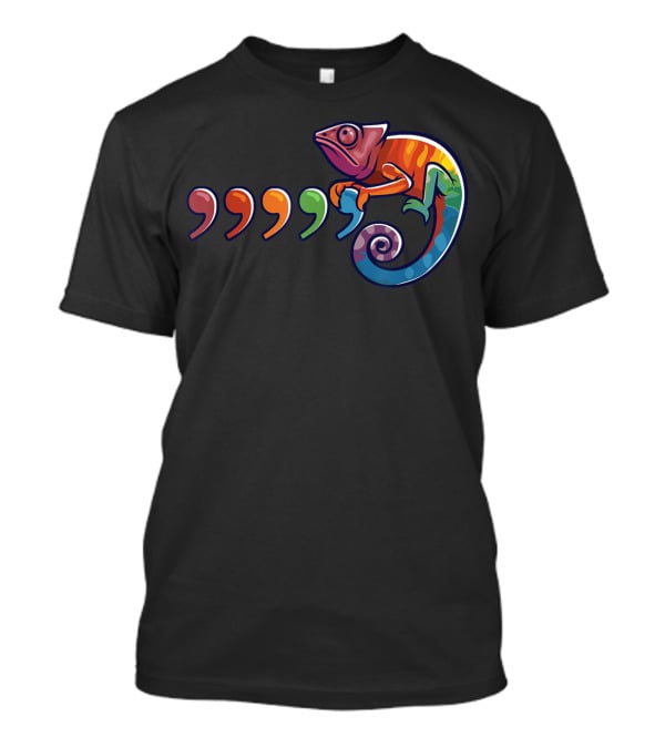 Comma Chameleon Colorful 80's Throwback T-Shirt