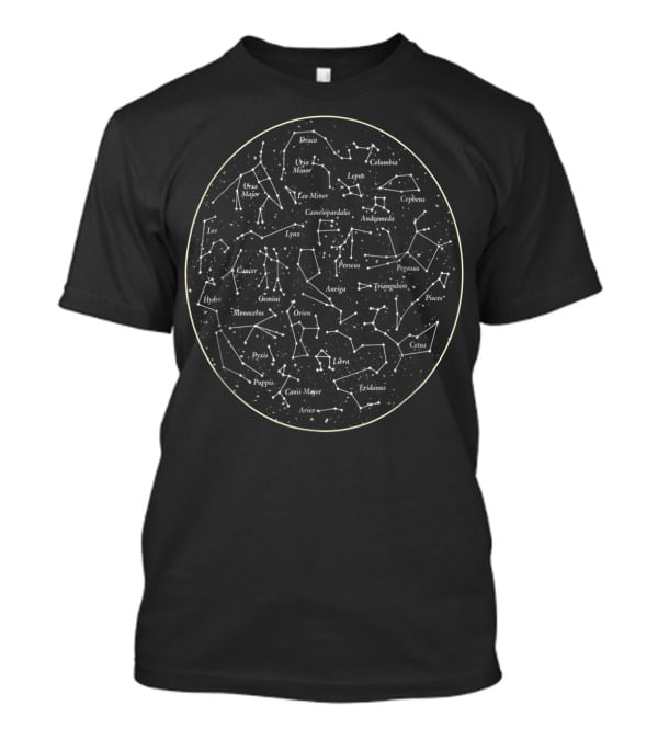 CONSTELLATION MAP Space Astronomy Star Chart Draco Orion Ursa Major Leo Andromeda Pegasus Pisces Aries T-Shirt
