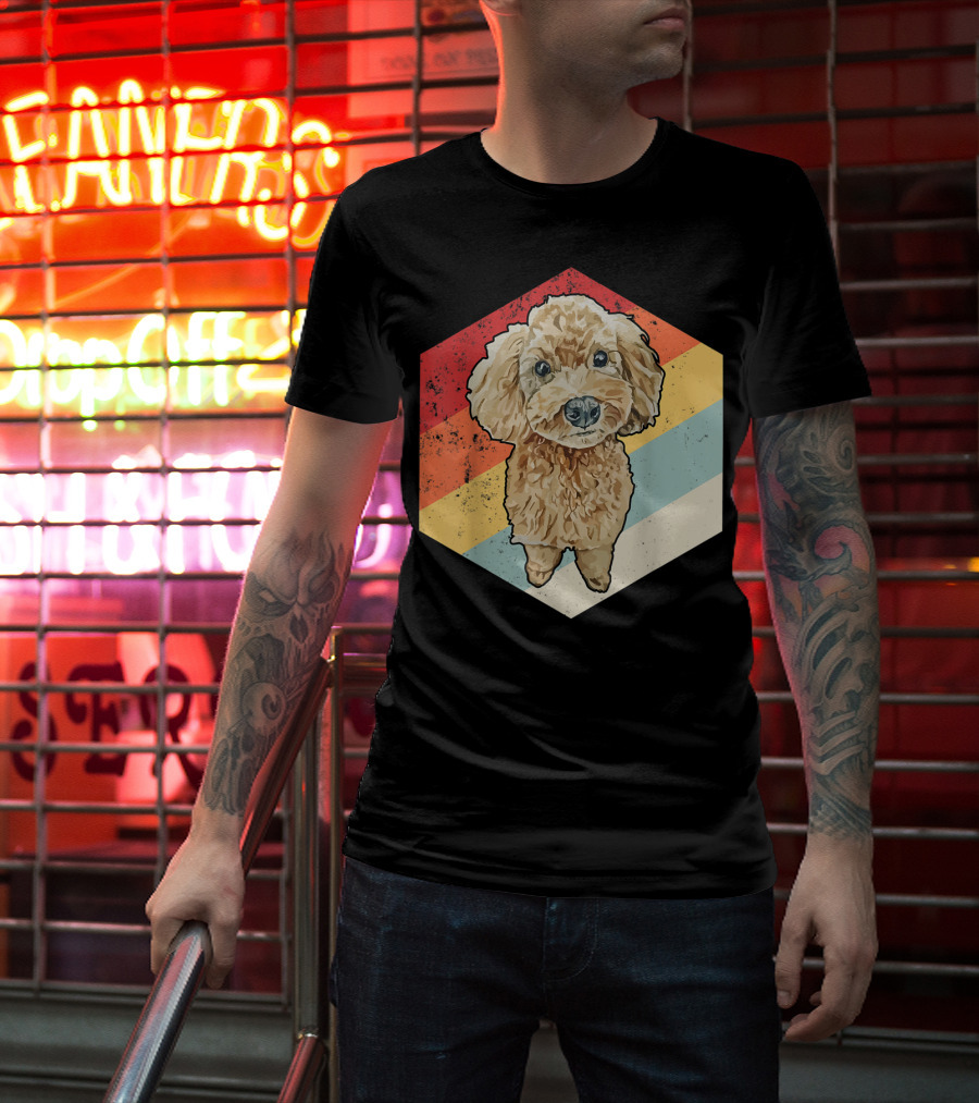 Cute Cavapoo Dog Pet Vintage Retro Stripes T-Shirt