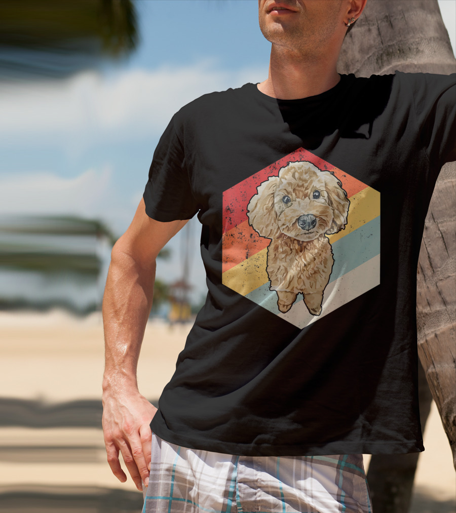 Cute Cavapoo Dog Pet Vintage Retro Stripes T-Shirt
