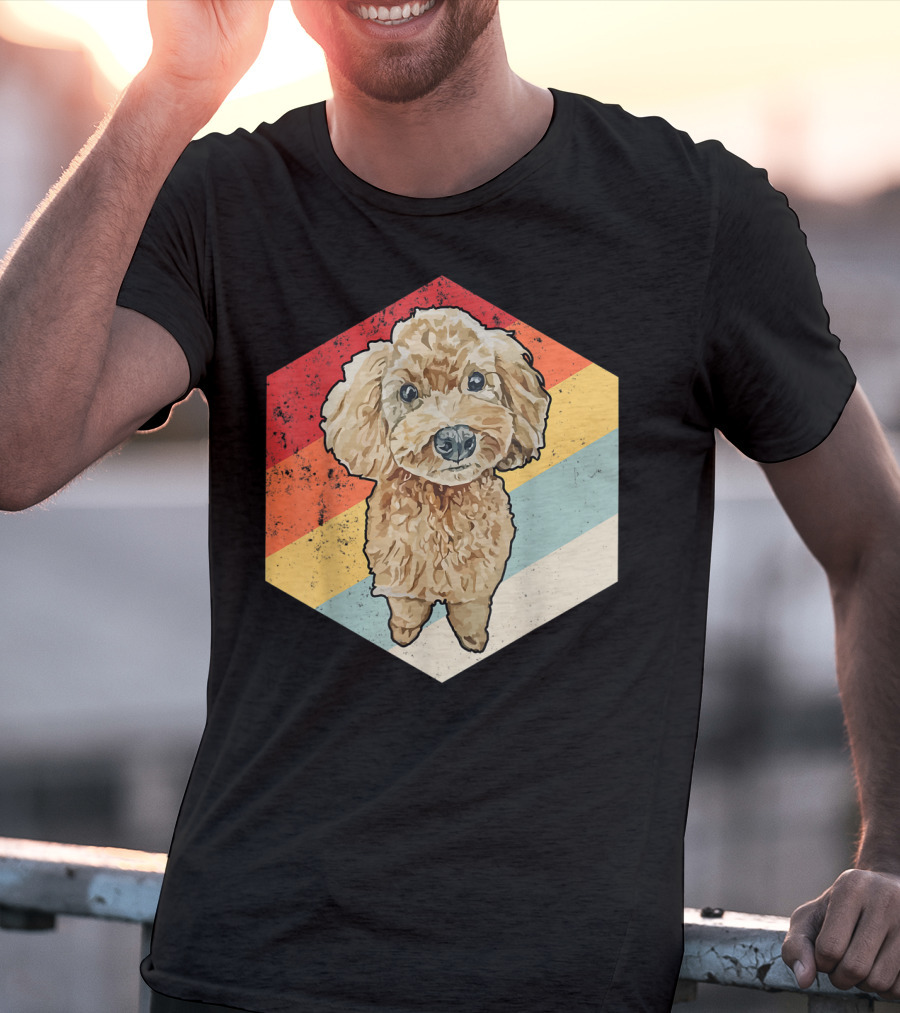 Cute Cavapoo Dog Pet Vintage Retro Stripes T-Shirt