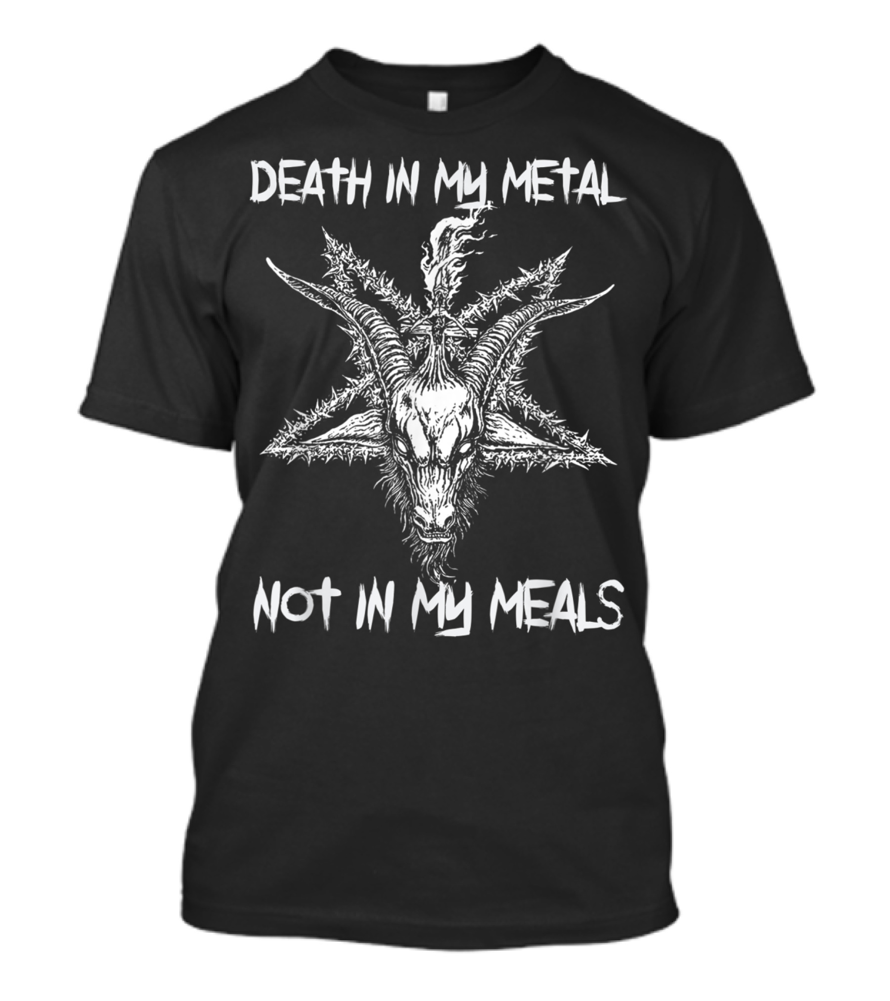 Death In My Metal Not In My Meals Vegan Metal Music Goat Pentagram T-Shirt