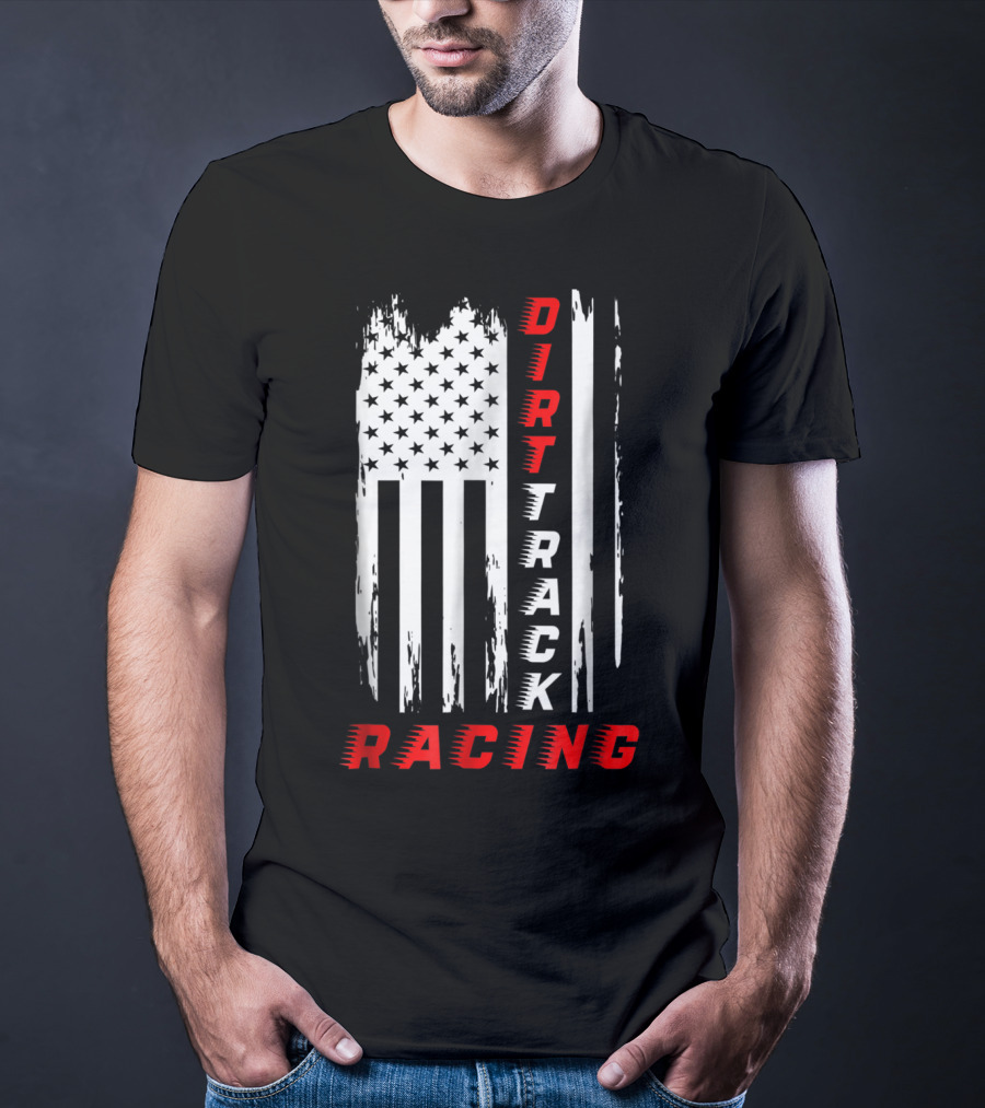 Dirt Track Racing American Flag Grunge T-Shirt