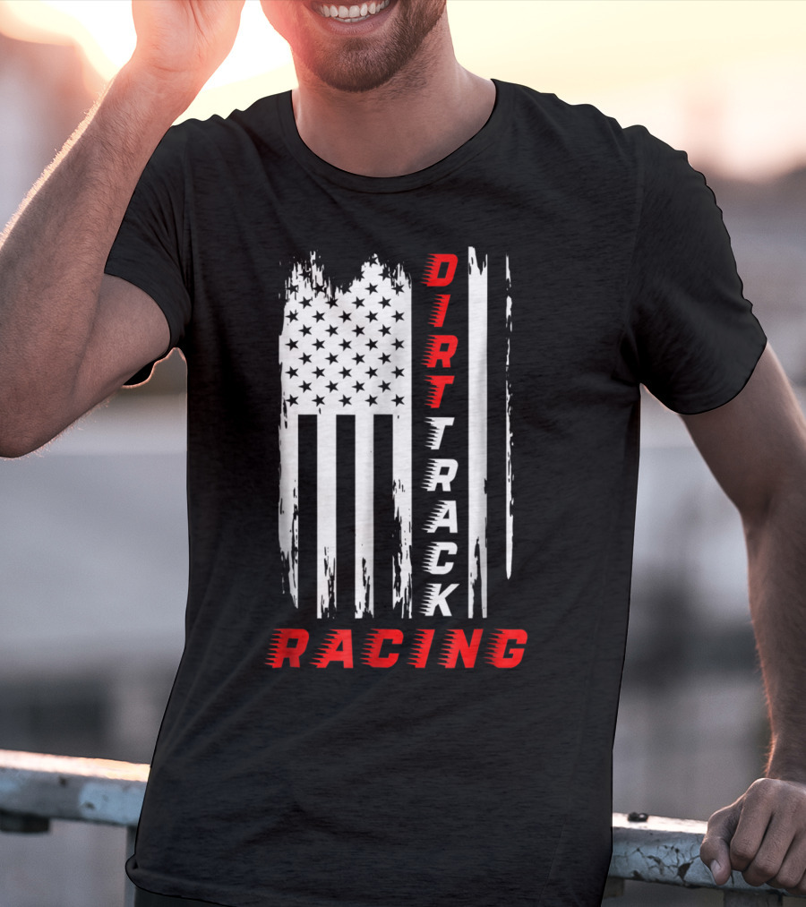 Dirt Track Racing American Flag Grunge T-Shirt