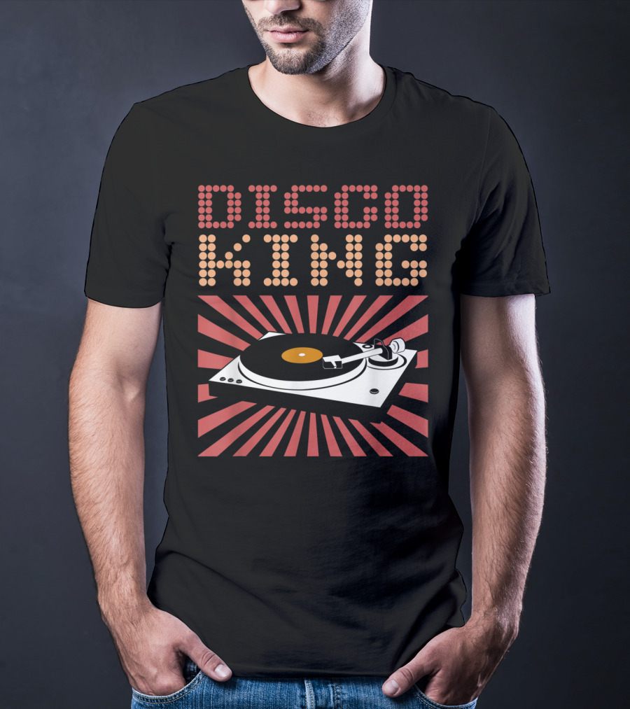 DISCO KING 70s Turntable Vinyl Record Retro Vibes T-Shirt
