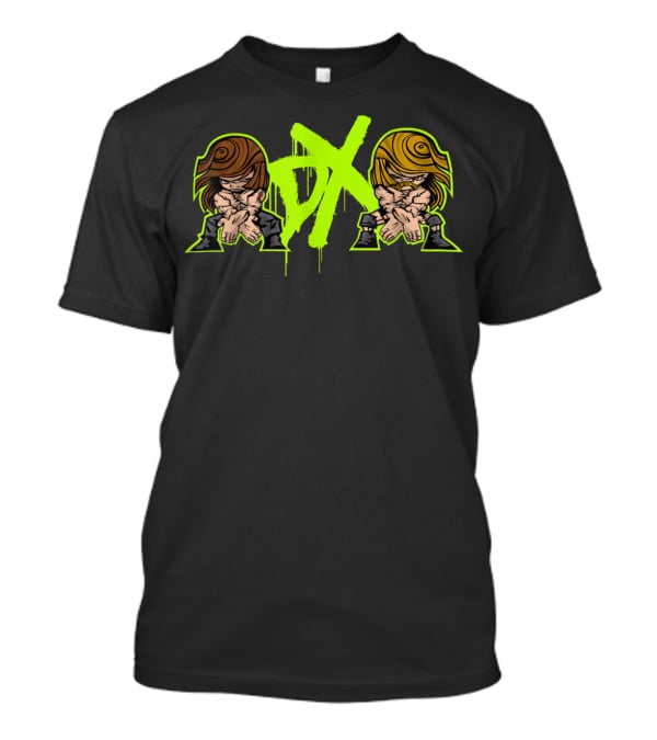 D-Generation X Crossover Cartoon Characters Green And Black T-Shirt