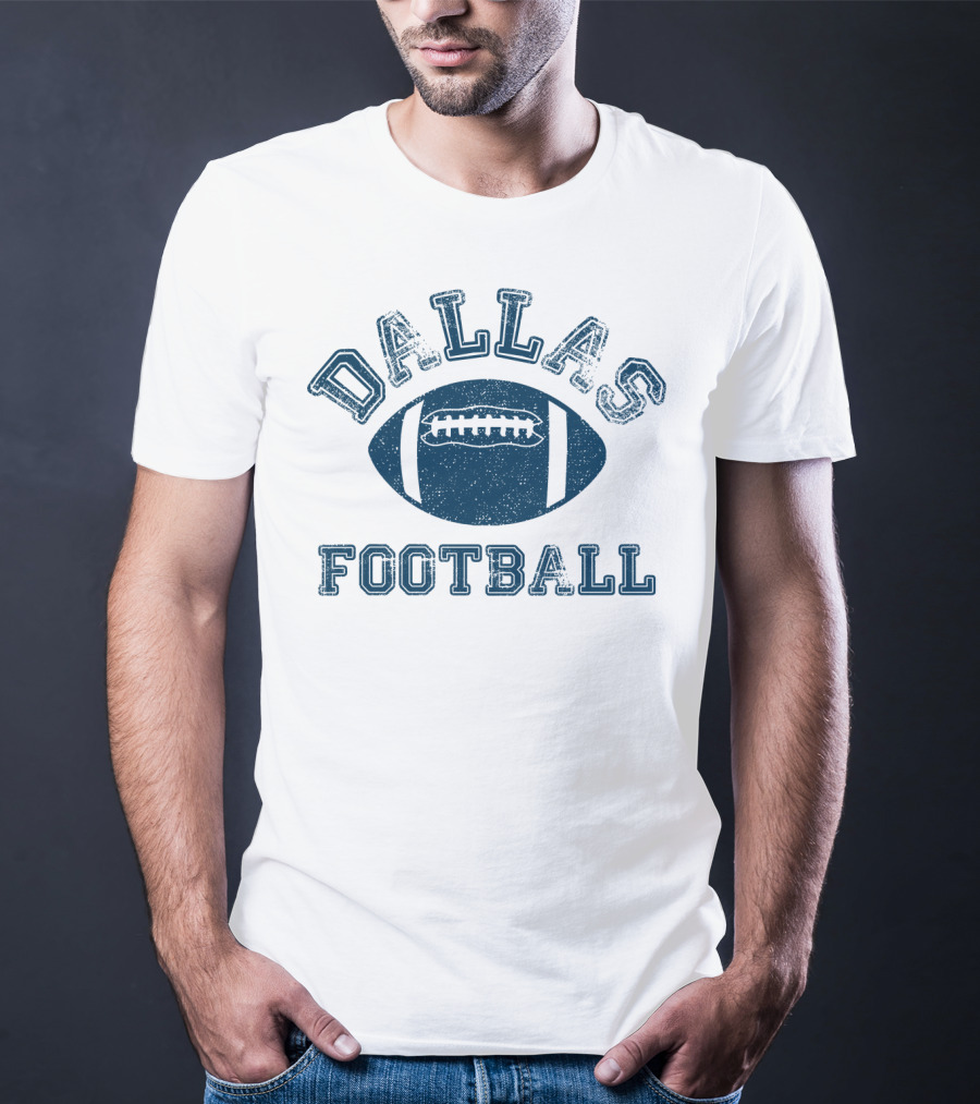 Dallas Distressed Football Blue Vintage T-Shirt