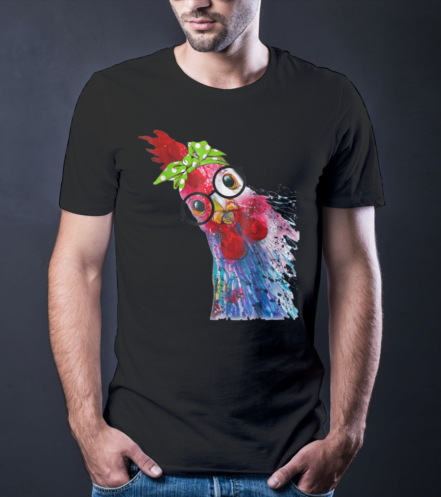 Funny Chicken Lover Hen Farmer Glasses Bandana T-Shirt