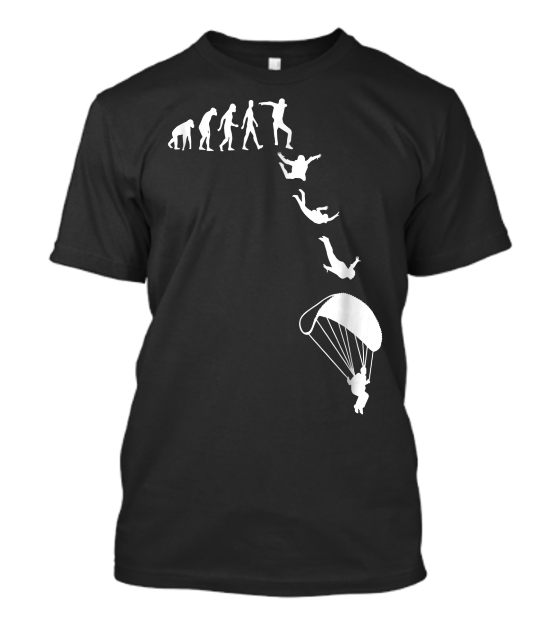 Funny Skydiving Skydiver Parachuting Evolution Of Man T-Shirt