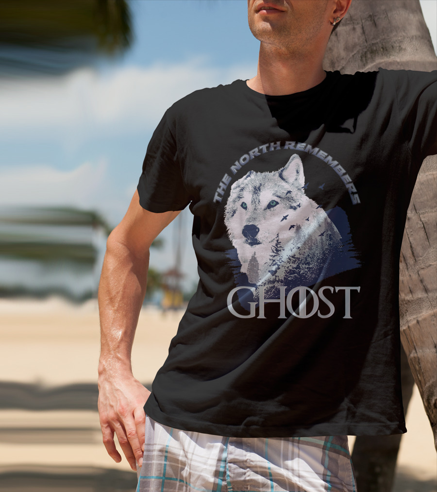 The North Remembers Ghost Lone Wolf In Forest Game Day Winning The Throne T-Shirt