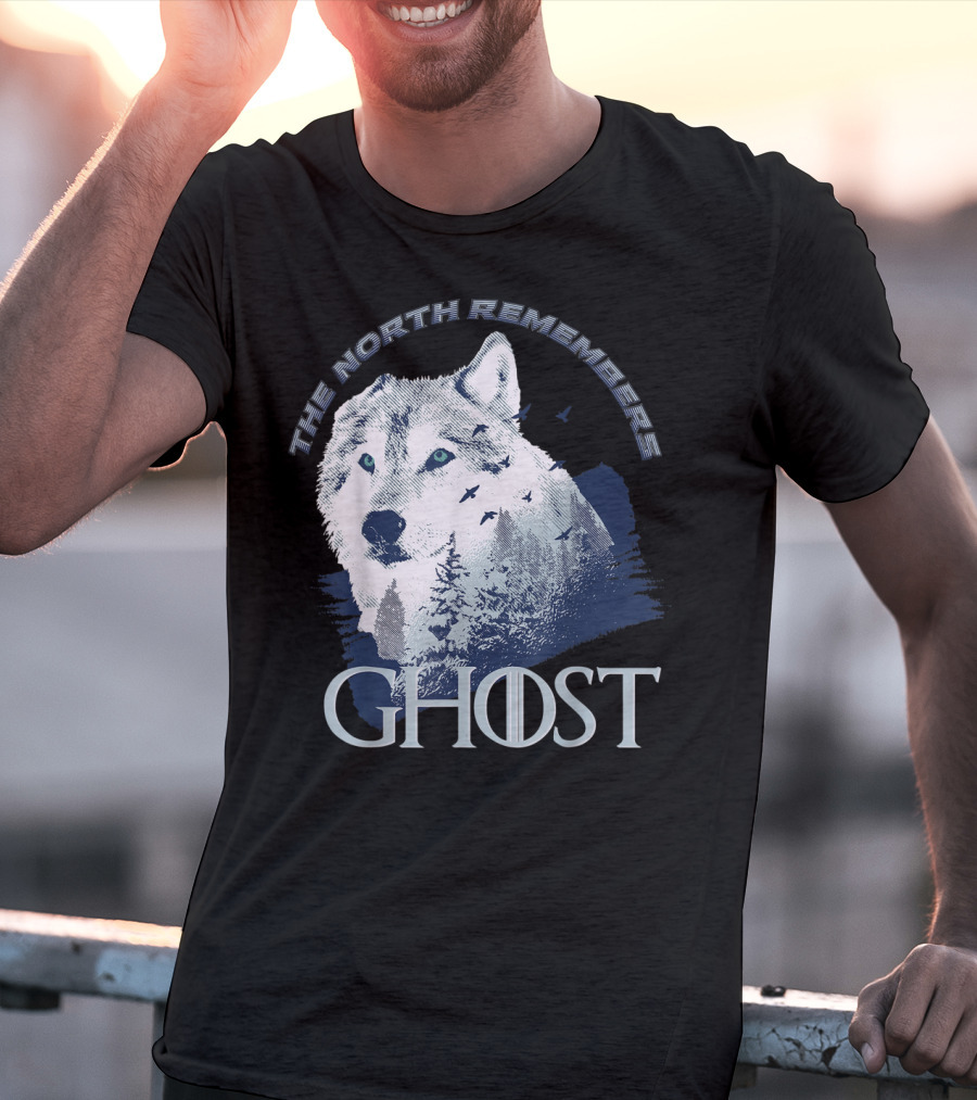 The North Remembers Ghost Lone Wolf In Forest Game Day Winning The Throne T-Shirt