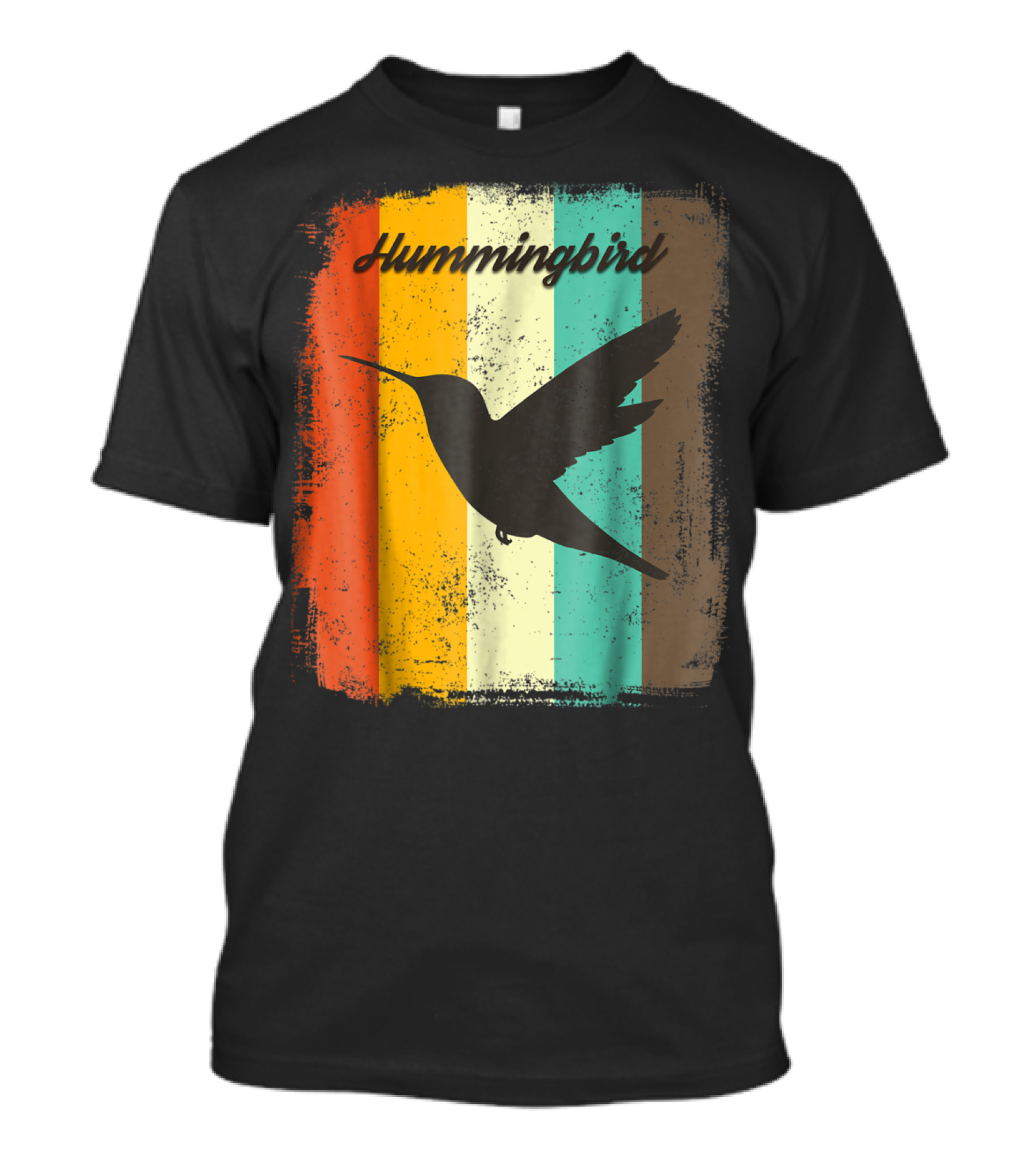 Hummingbird 70s Vintage Bird Lover Retro Stripes T-Shirt