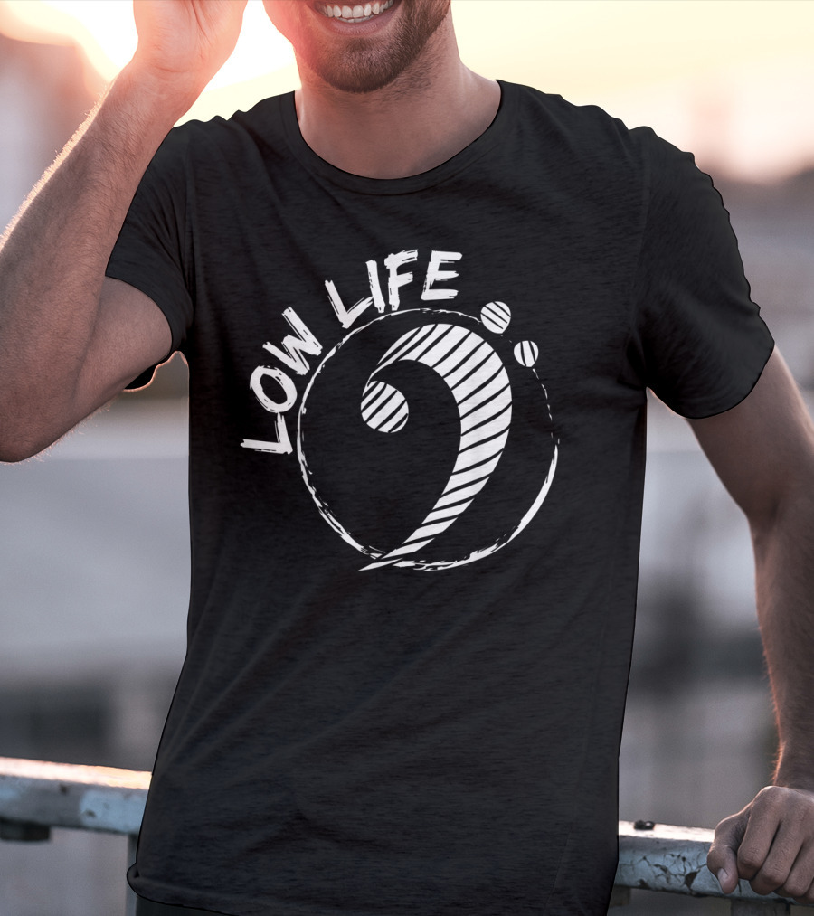 Low Life Clef Bass Clef Guitar Music Humor T-Shirt