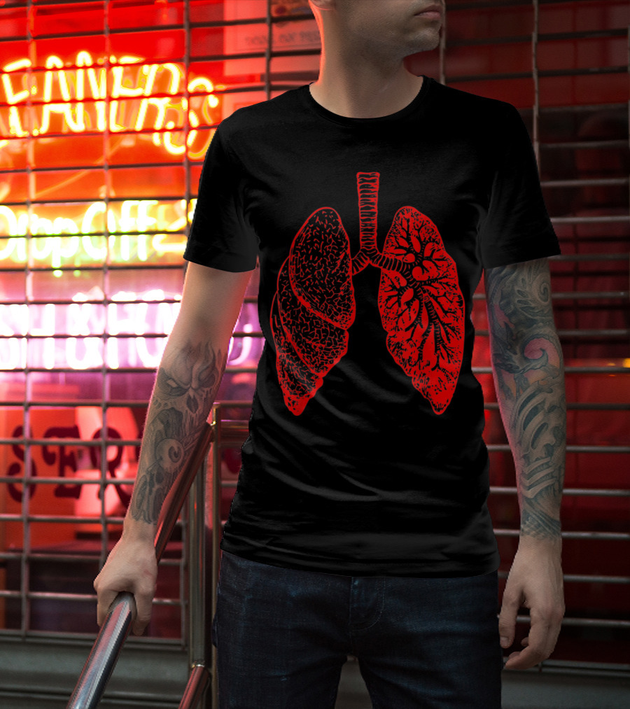 Anatomy Drawing Pulmonologist Respiratory Lungs Red T-Shirt