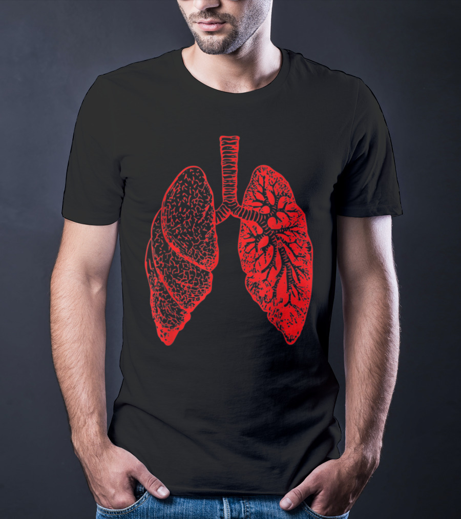 Anatomy Drawing Pulmonologist Respiratory Lungs Red T-Shirt
