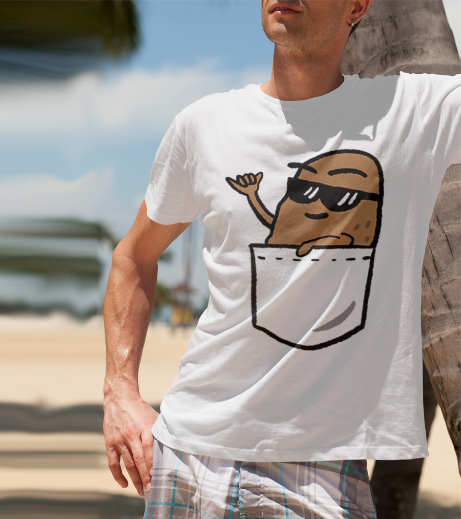Awesome Hang Loose Potato Shaka In Pocket T-Shirt