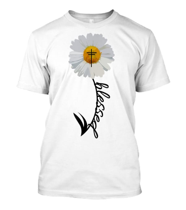 Blessed Cross Christian Daisy Trendy Bible T-Shirt
