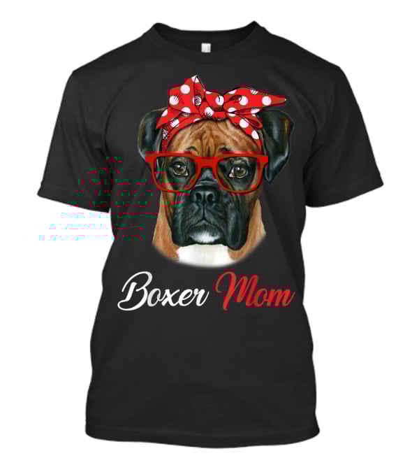 Boxer Mom Red Headband Glasses Dog T-Shirt