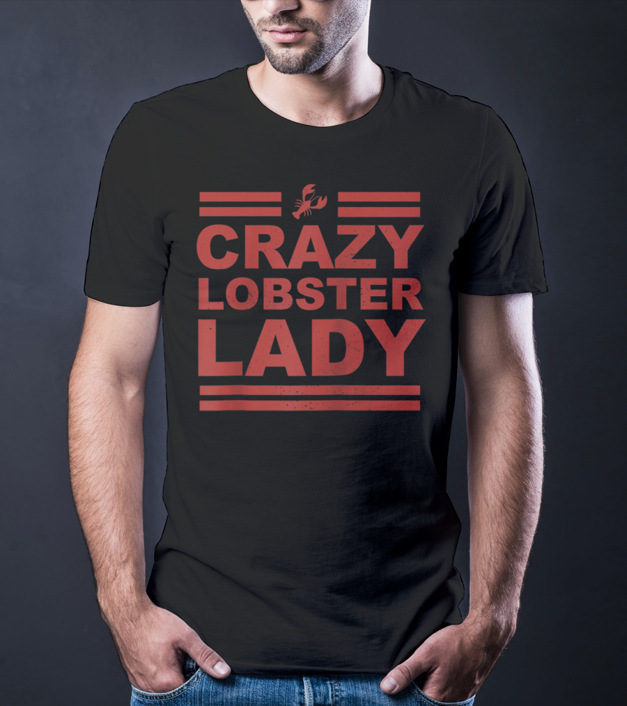 CRAZY LOBSTER LADY Funny Crawfish Red Raglan Baseball T-Shirt