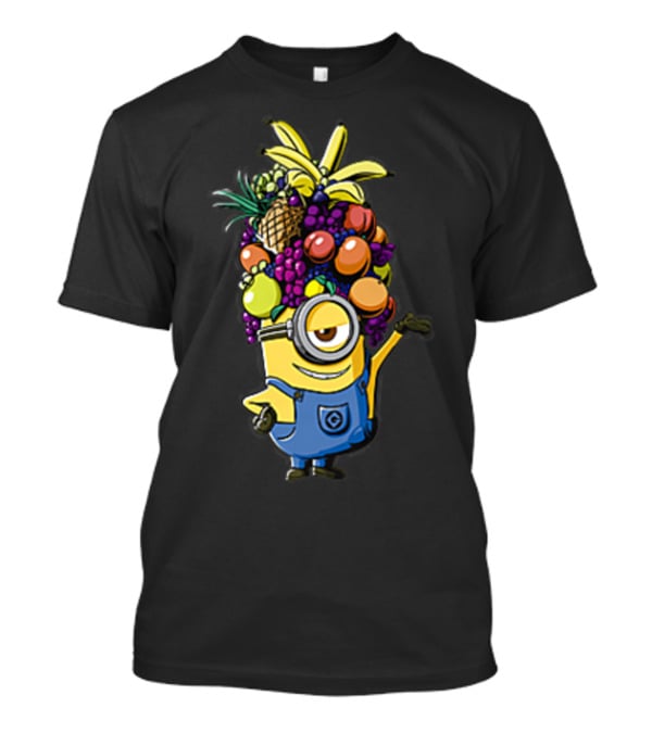 Despicable Me Minions Stuart Wearing Colorful Fruit Hat Overalls T-Shirt