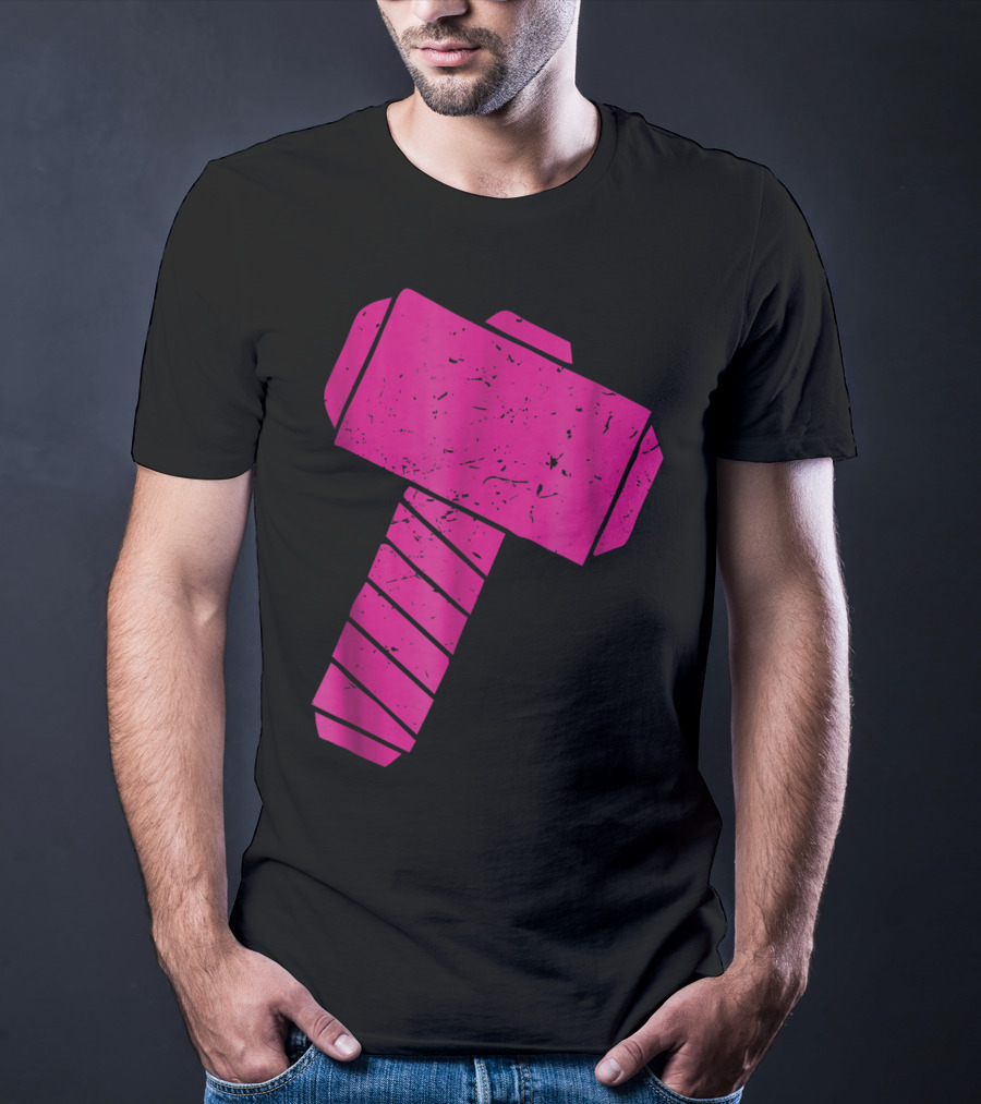 Distressed Magenta Mjolnir Thor's Hammer Odin Mythology T-Shirt