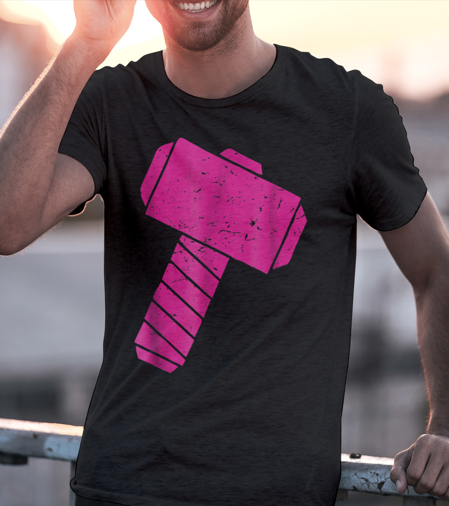 Distressed Magenta Mjolnir Thor's Hammer Odin Mythology T-Shirt