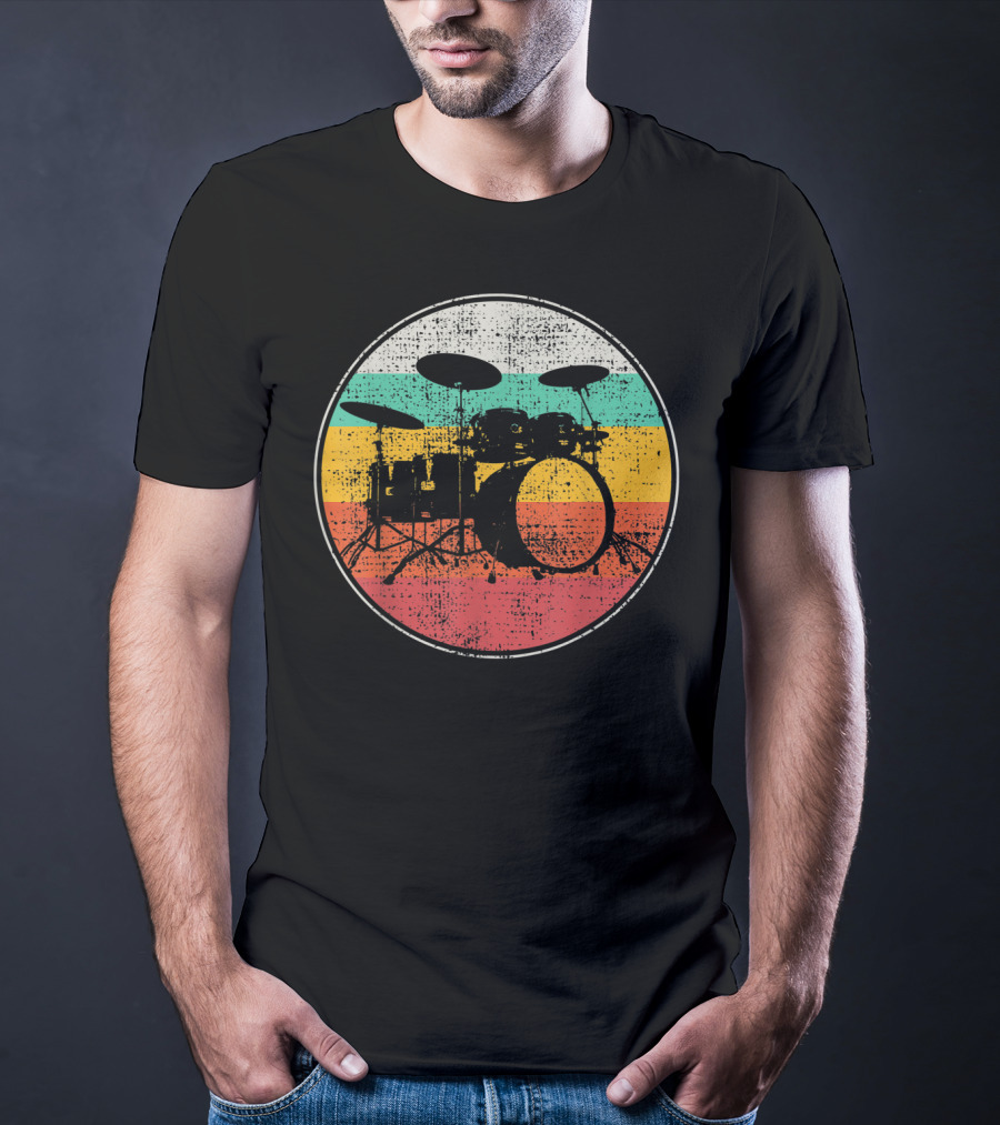 Drumset Vintage Retro Drums Drummer Band T-Shirt