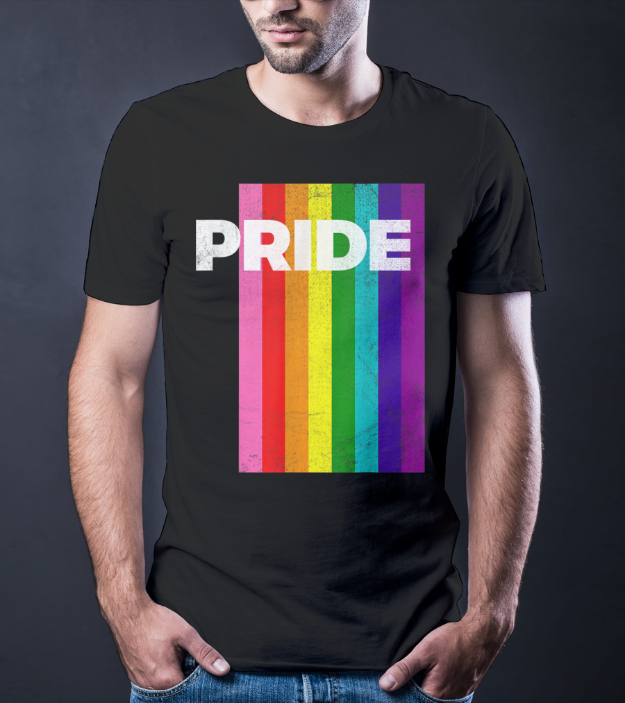 PRIDE Distressed Rainbow Stripes T-Shirt