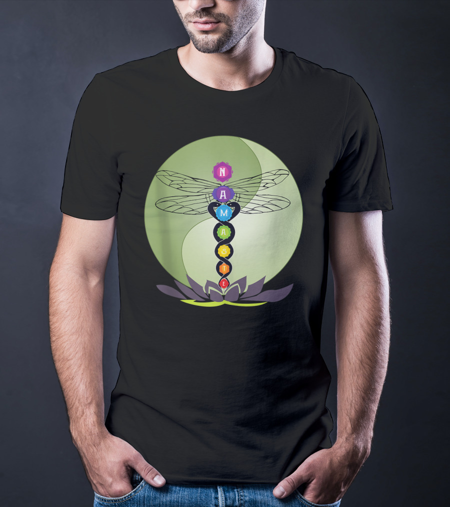 Namaste Chakra Dragonfly With Lotus And Yin Yang T-Shirt