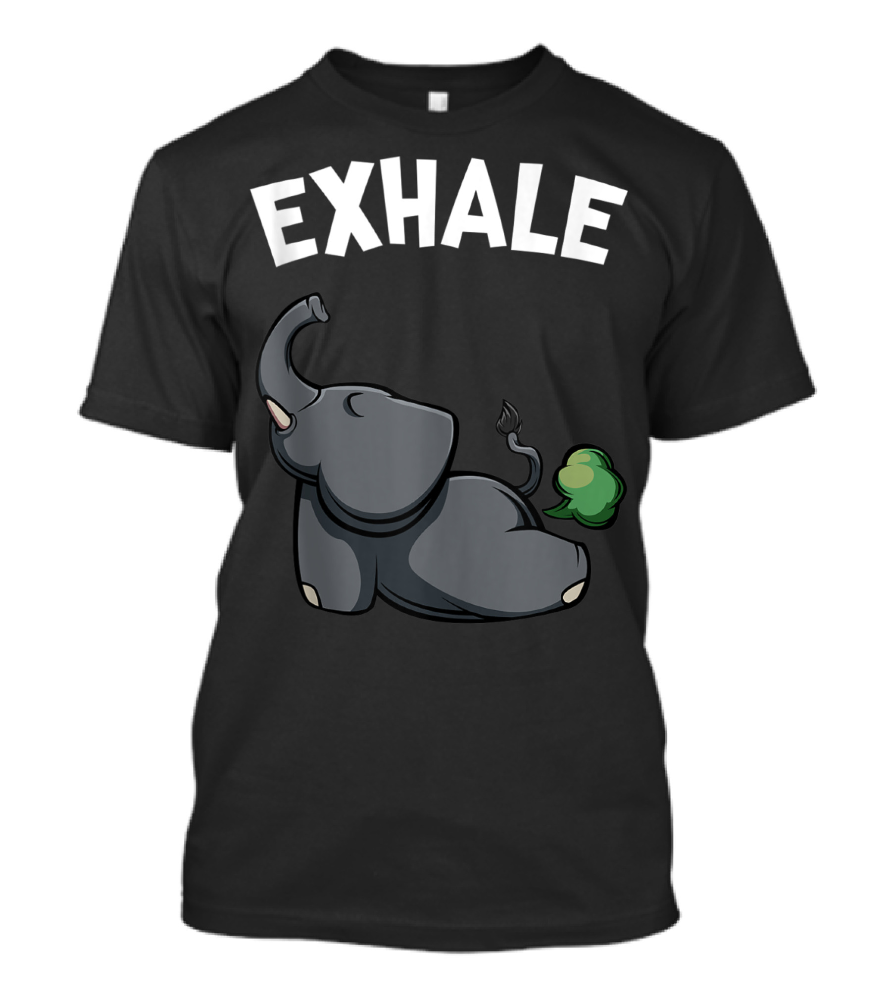 Exhale Funny Cute Farting Elephant Yoga Namaste Workout T-Shirt
