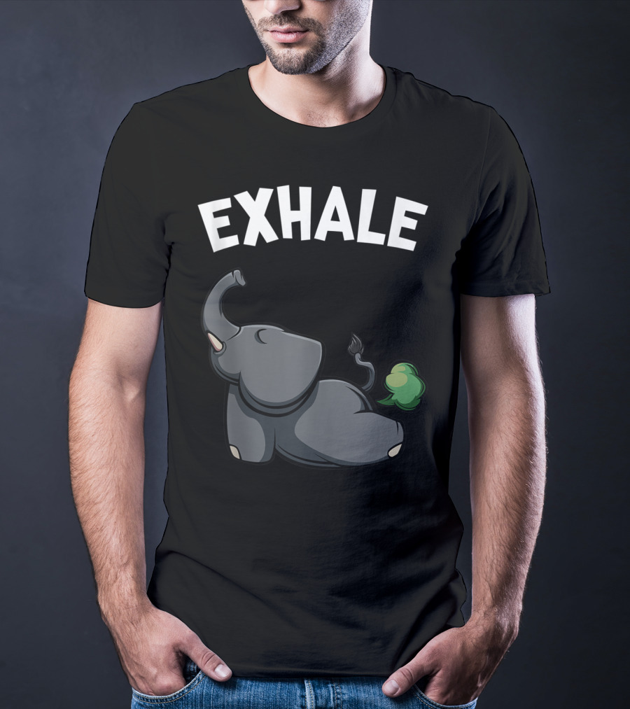 Exhale Funny Cute Farting Elephant Yoga Namaste Workout T-Shirt
