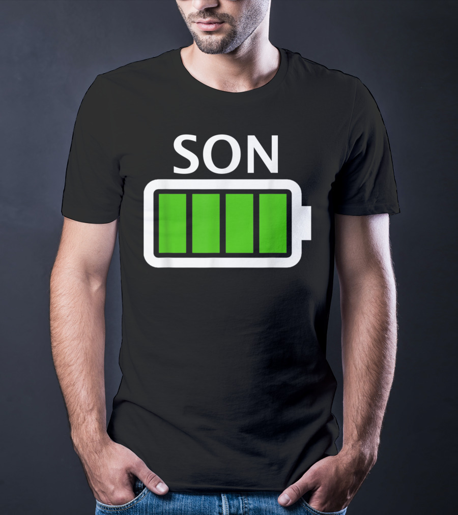Family Matching Funny Son Fully Charged Battery T-Shirt