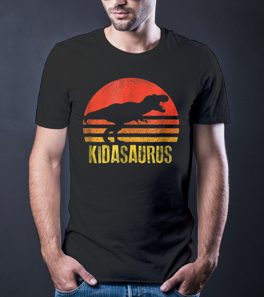 Kidasaurus Dinosaur Silhouette Vintage Sunset T-Shirt