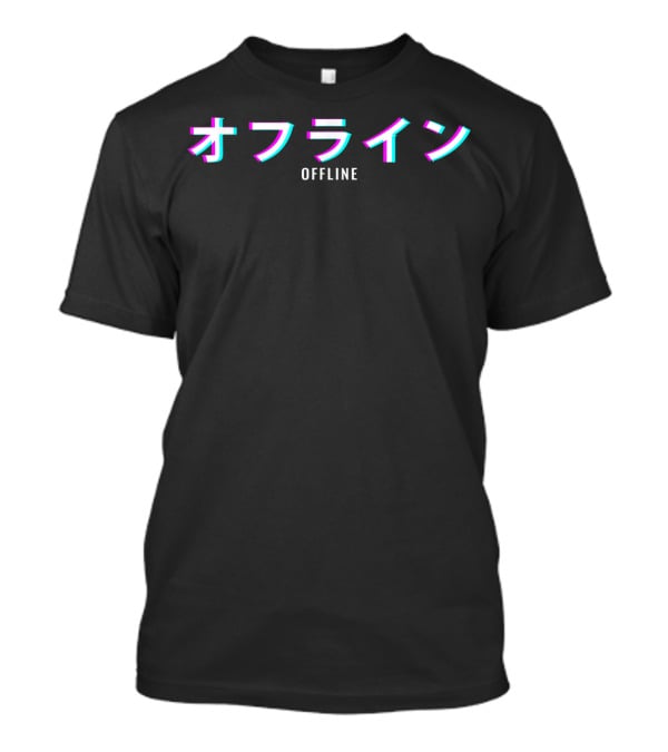 Aesthetic Offline Japanese Text Vaporwave Glitch Effect T-Shirt