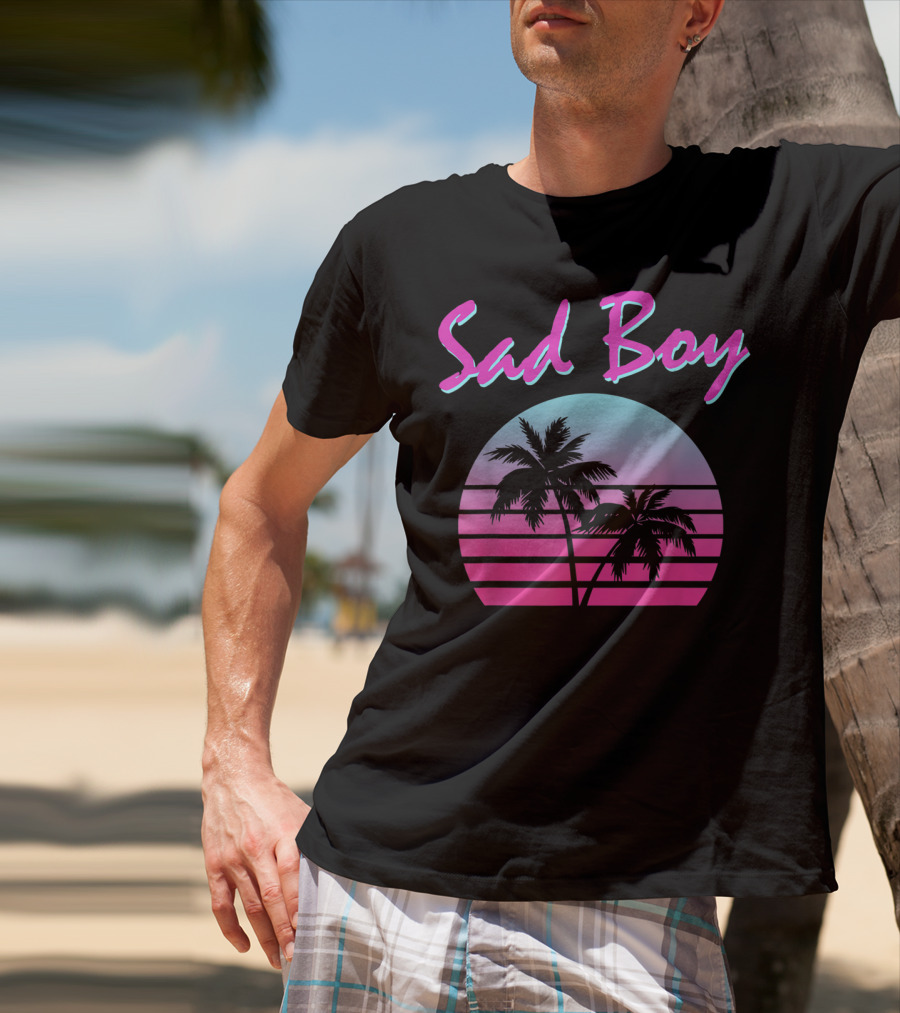 Sad Boy Aesthetic Vaporwave 90s 80s Palm Trees Sunset T-Shirt